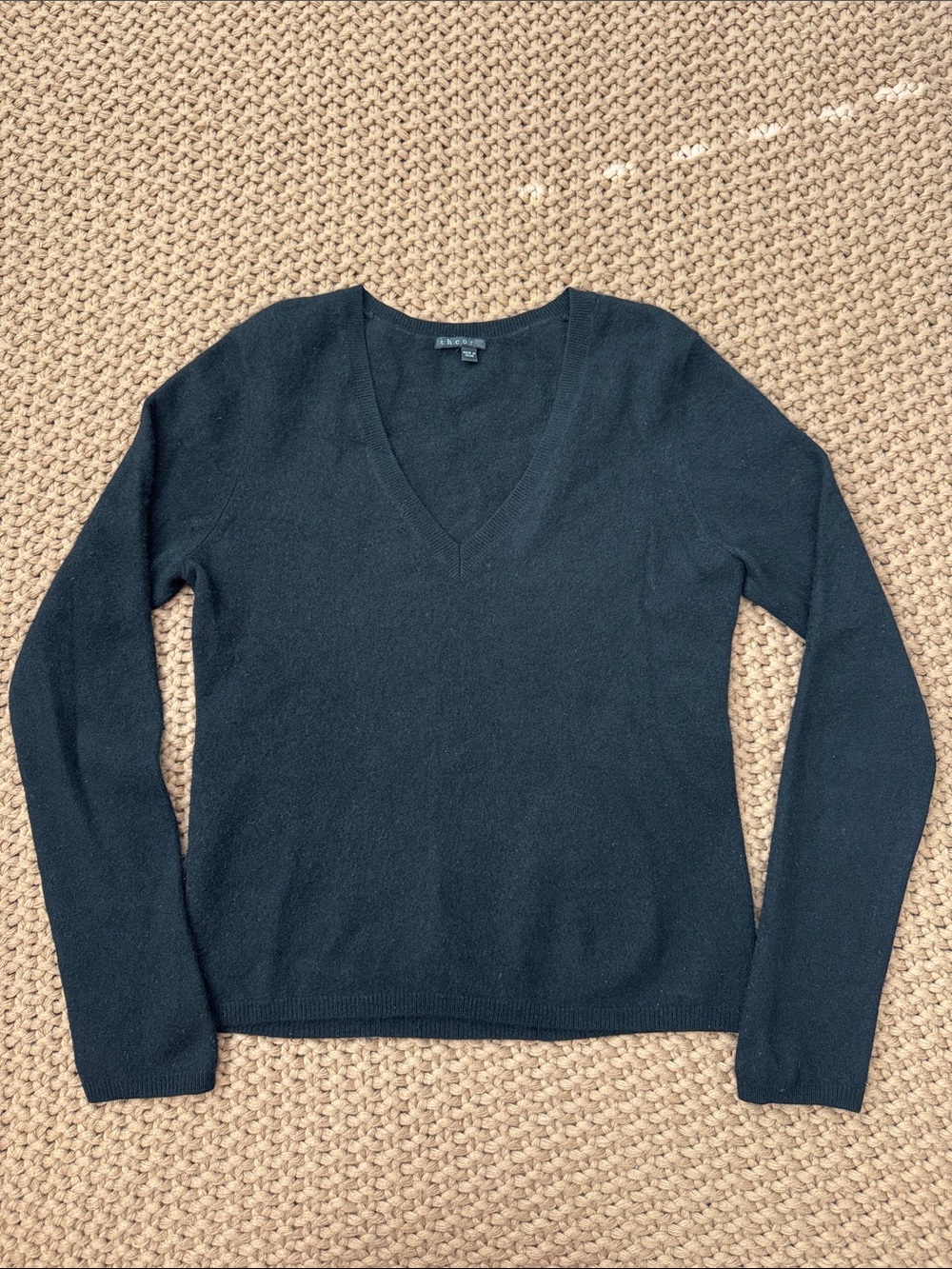 Theory 100% Cashmere Marina C V-Neck Sweater Black Women’s Size Large